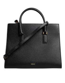 Black Large Leather Top Handle Shoulder Crossbody Bag