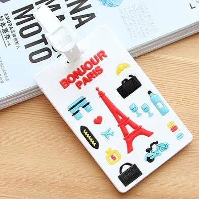 Carton Luggage Tag Car Stitch Travel Accessories Silica Gel Suitcase ID Address Holder Baggage Boarding Tags Portable Label