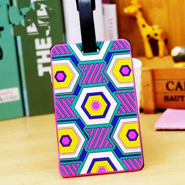 Fashion Travel accessories Luggage Tag Geometric Floral Silica Gel  Name ID Address Suitcase Baggage Boarding Tag Portable Label