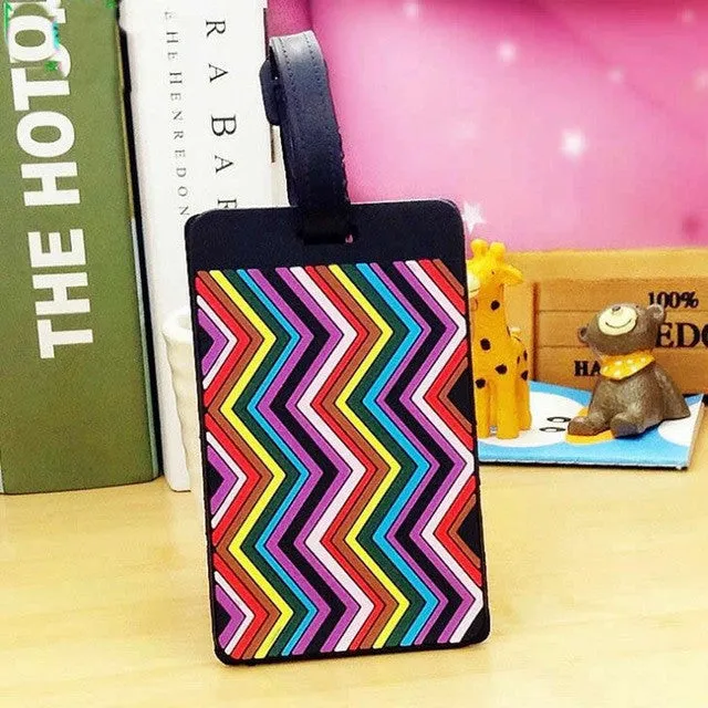 Fashion Travel accessories Luggage Tag Geometric Floral Silica Gel  Name ID Address Suitcase Baggage Boarding Tag Portable Label