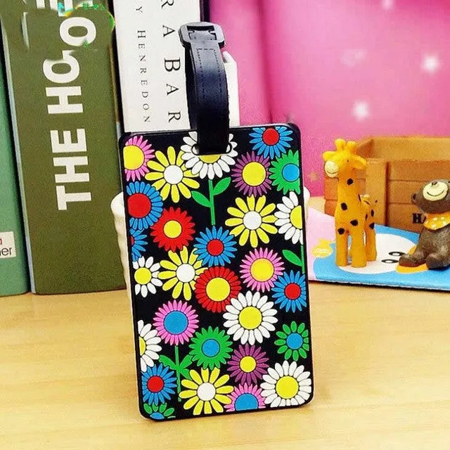 Fashion Travel accessories Luggage Tag Geometric Floral Silica Gel  Name ID Address Suitcase Baggage Boarding Tag Portable Label