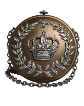 Gold Brass Metal DG Crown Clutch Crossbody Bag Gold Brass Metal DG Crown Clutch Crossbody Bag