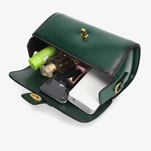 Leather Mini Barrel Satchel Crossbody Bags For Women