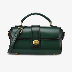 Leather Mini Barrel Satchel Crossbody Bags For Women