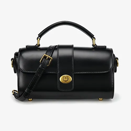 Leather Mini Barrel Satchel Crossbody Bags For Women