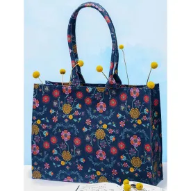 PS Accessories by Payal Singhal Payal Singhal Navy Spring Print Canvas Tote Bag
