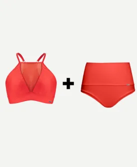 Red Pole Shorts and Bra Matching Set For Sale Red Pole Shorts and Bra Matching Set For Sale