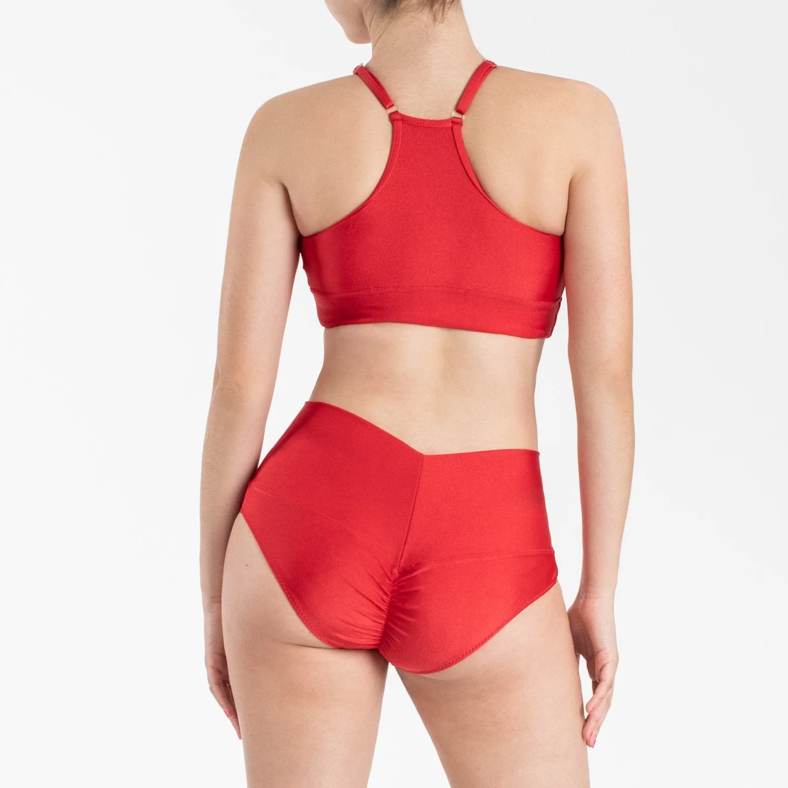 Red Pole Shorts and Bra Matching Set For Sale