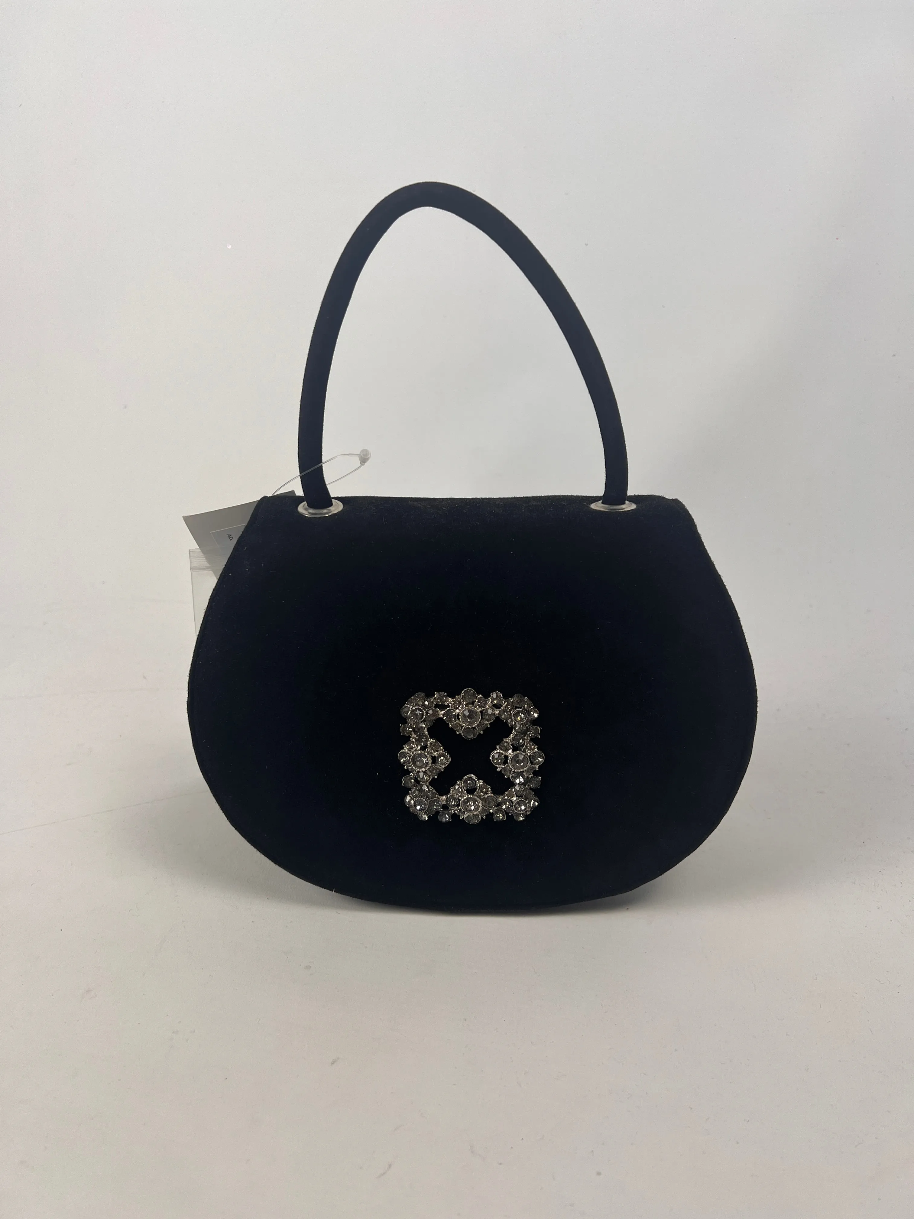 SAMPLE SALE Black suede evening bag with embellishment