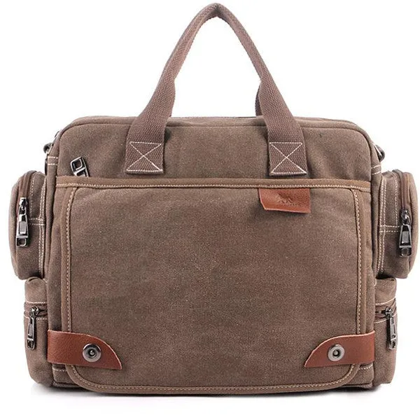 solid color black Khaki Casual Vintage Multifunction trunk Men's Canvas travel crossbody Shoulder Messenger Bag handbag for men