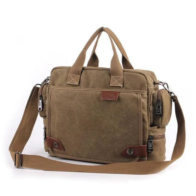 solid color black Khaki Casual Vintage Multifunction trunk Men's Canvas travel crossbody Shoulder Messenger Bag handbag for men