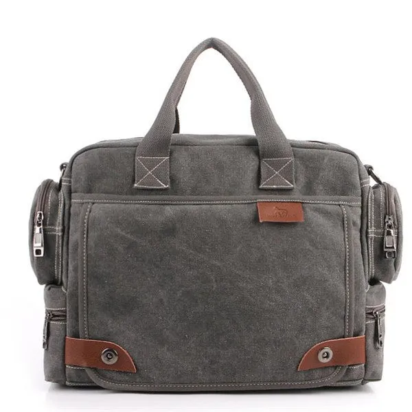 solid color black Khaki Casual Vintage Multifunction trunk Men's Canvas travel crossbody Shoulder Messenger Bag handbag for men