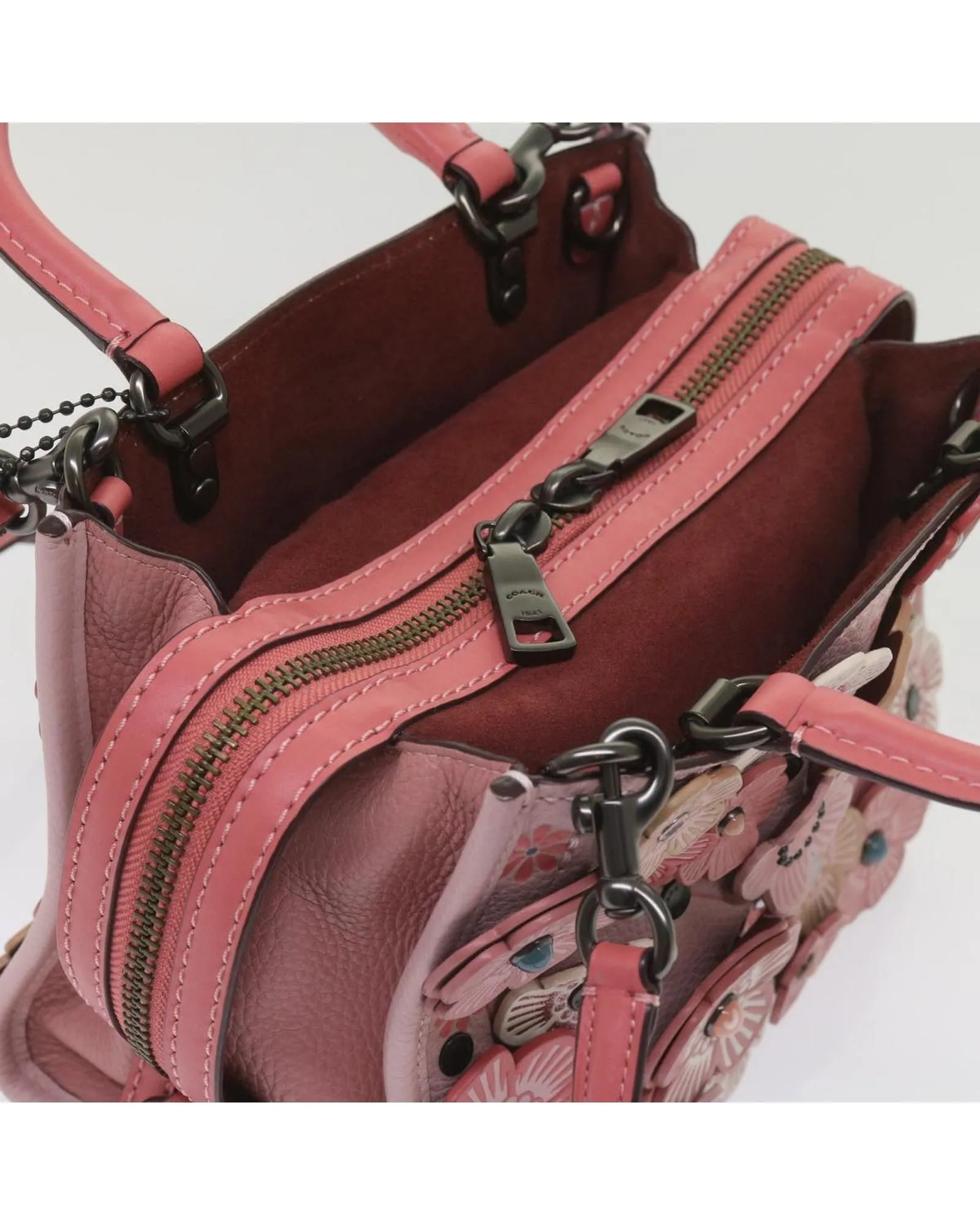 Tea Rose Applique Leather Rogue Bag
