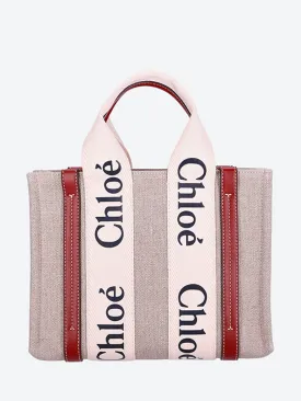 Woody linen small tote bag